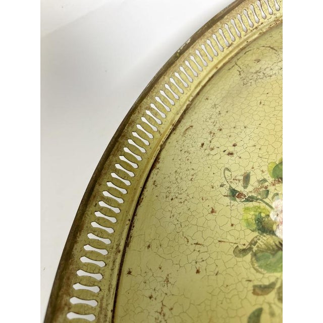 Hand-Painted Green Metal Tray, France, 1800s For Sale - Image 9 of 11