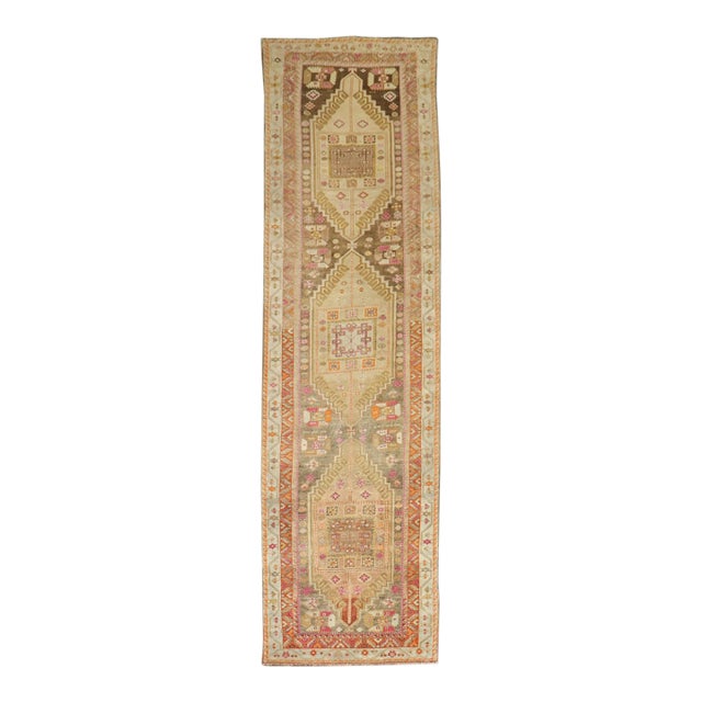 Mid 20th Century Geometric Turkish Sivas Wide Runner rug no. j5187 For Sale