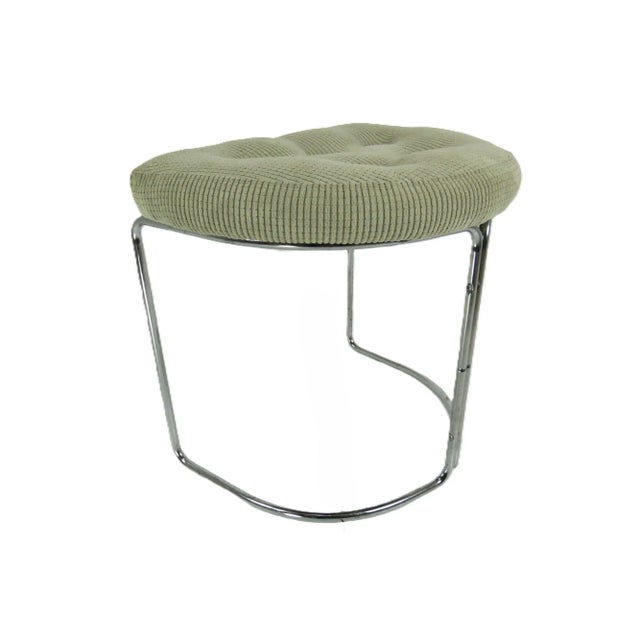 Metal Vintage Chrome and Corduroy Vanity Stool For Sale - Image 7 of 9