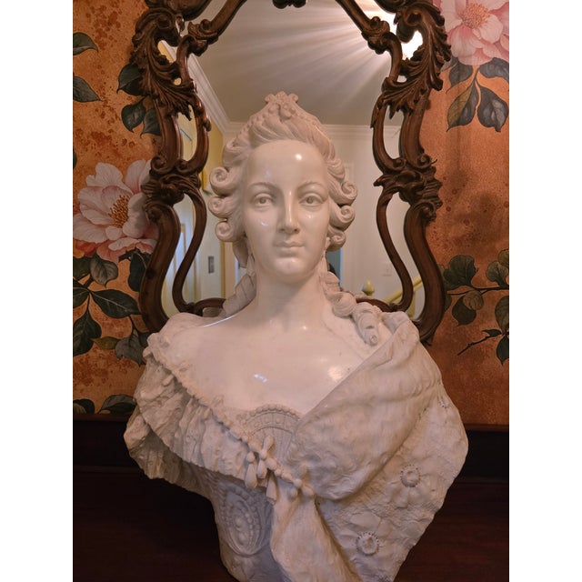 19th Century Italian Carrara Marble 29" Tall Marie Antionette Bust For Sale In Raleigh - Image 6 of 9