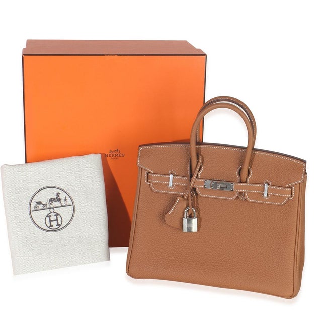 Gold Togo Birkin 25 PHW For Sale - Image 9 of 10