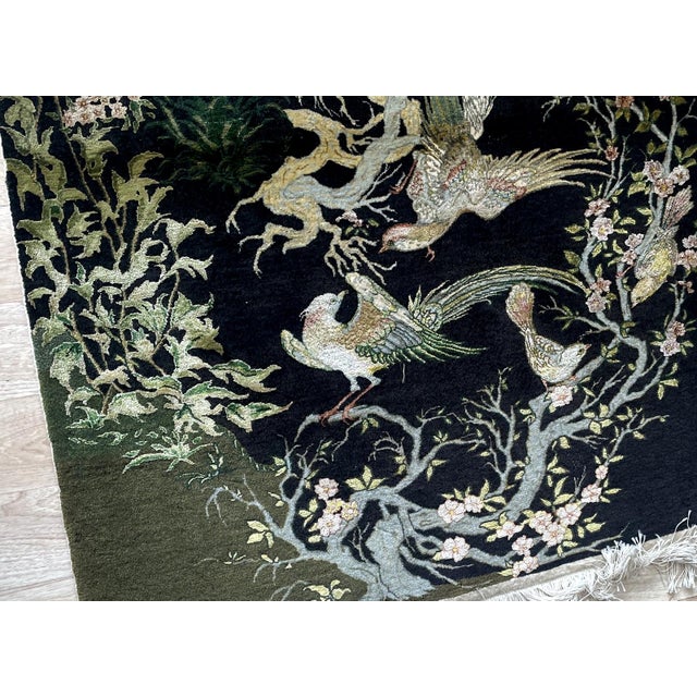 1970s Fine Vintage 1970s Persian Tabriz Silk Rug 3.1' X 4.3' (94cm X 131cm) For Sale - Image 5 of 7
