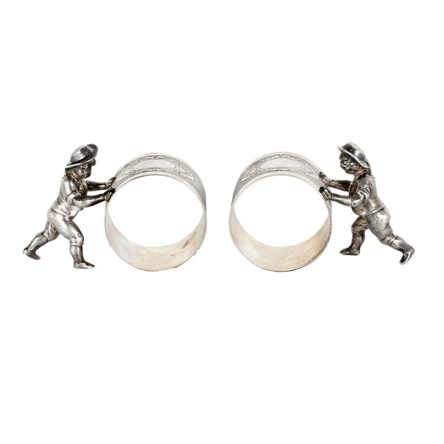 Pair of Wmf German Silver Plate Napkin Rings For Sale