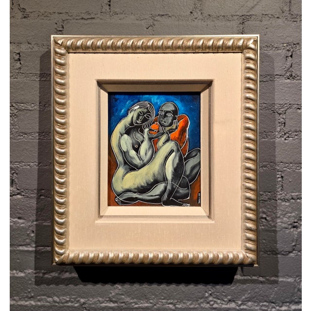 Cubism Yuroz -Sweet Offering- Original 1998 Neo-Cubist Oil Painting For Sale - Image 3 of 9
