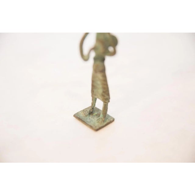 Vintage African Oxidized Copper Standing Drummer For Sale - Image 4 of 5