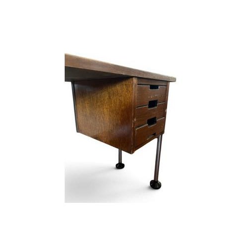 2000 - 2009 Vintage Modern Desk in Wood and Chromed Metal, 1970s For Sale - Image 5 of 9