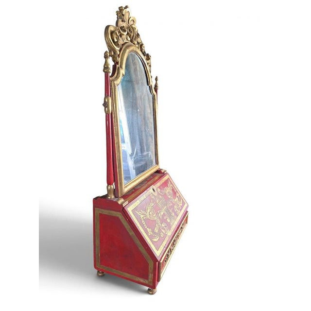 18th Century European Red Lacquer Dressing Table with Mirror, 1780 For Sale - Image 10 of 15