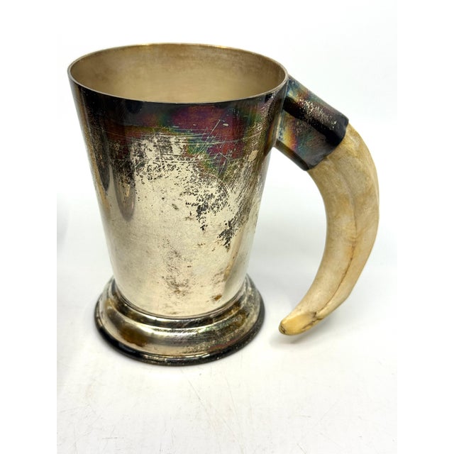 Early 20th Century P.H. Vogel Silverplate with Boar Tusk Handled Mugs - Set of 8 For Sale - Image 11 of 13
