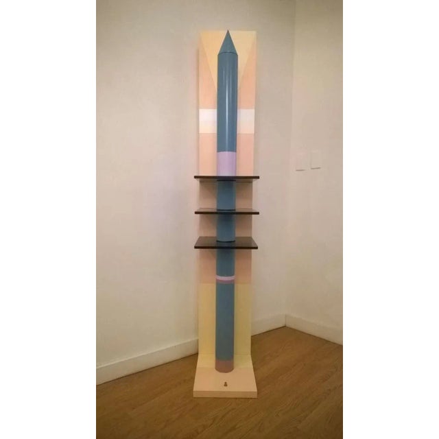 Wood 1980s Sculptural Rocket Shaped Floor Lamp For Sale - Image 7 of 11