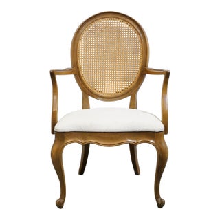 White of Mebane Country French Provincial Caned Round Back Dining Arm Chair For Sale