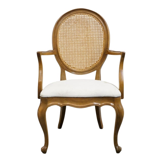 White of Mebane Country French Provincial Caned Round Back Dining Arm Chair For Sale
