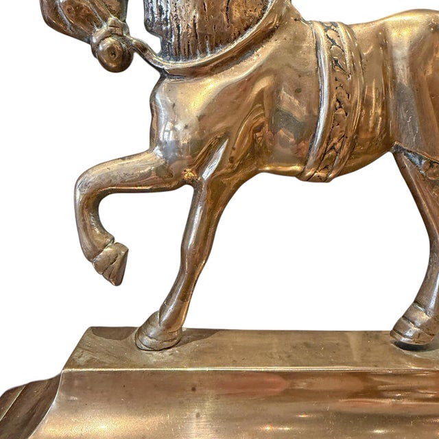 Pair of Early 19th Century English Georgian Brass Horse Doorstops For Sale - Image 10 of 13