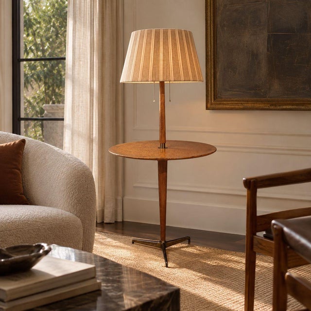 Edward Wormley, Dunbar, American Mid-Century Modern, "Model 4856" Floor Lamp, Wood, Brass, United States, 1940s A rare...