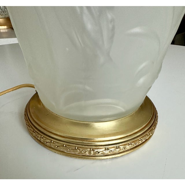 Single Chinoiserie Satin Glass Muller Freres Style Table Lamp For Sale - Image 12 of 15