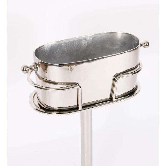 Metal Vintage Silver-Plated Champagne Cooler on Stand, 20th Century For Sale - Image 7 of 14