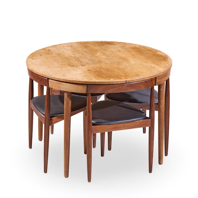 Hans Olsen for Frem Rojle Mid Century Expanding Teak Dining Table With 4 Nesting Chairs For Sale - Image 14 of 16