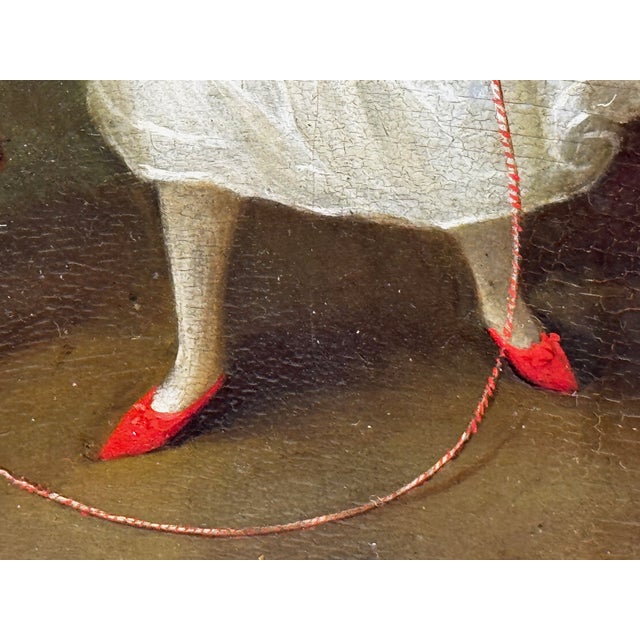 Historical Oil Painting Portrait of Louisa Cooke and “Mr. Quiz”: Home Before Trafalgar British Provincial School, in the Manner of George Romney For Sale - Image 10 of 18