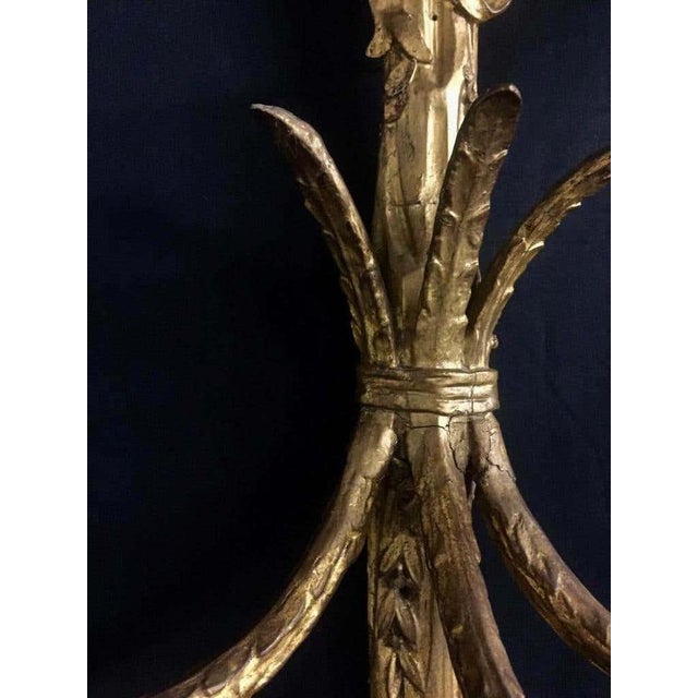 18th Century Rococo Giltwood Three-Light Wall Sconces For Sale - Image 10 of 11
