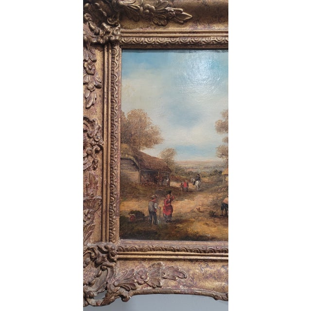 Antique English Original Landscape Oil Painting Georgina Lara 19th Century Gold Frame For Sale In Chicago - Image 6 of 12