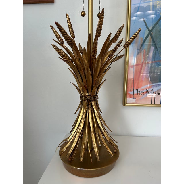 The Marbro Lamp Company Mid-Century Italian Sheaf of Wheat Gilt Table Lamp by the Marbro Lamp Co For Sale - Image 4 of 14