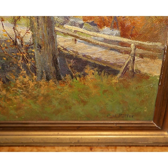 Late 19th Century Oil on Board Painting of Cabin in Upstate Ny by c.h Ritter For Sale - Image 9 of 11
