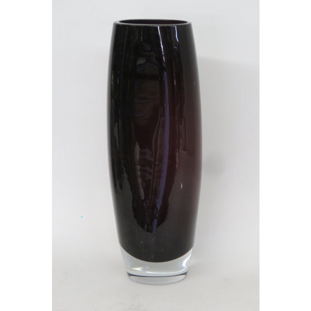 Mid-Century Modern Amethyst Purple Decorative Vase Vintage Mid Century Modern Style Art Glass 4747b For Sale - Image 3 of 12