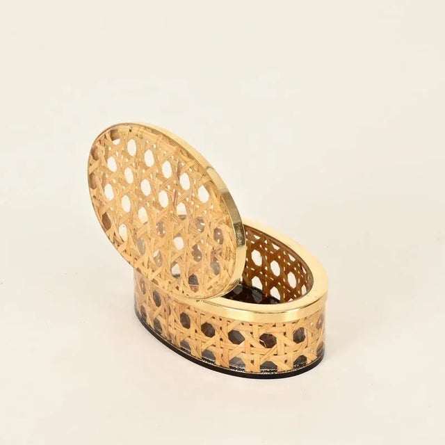 Gold Decorative Boxes in Brass, Acrylic Glass and Vienna Straw from Dior, Italy, 1970s, Set of 3 For Sale - Image 8 of 18