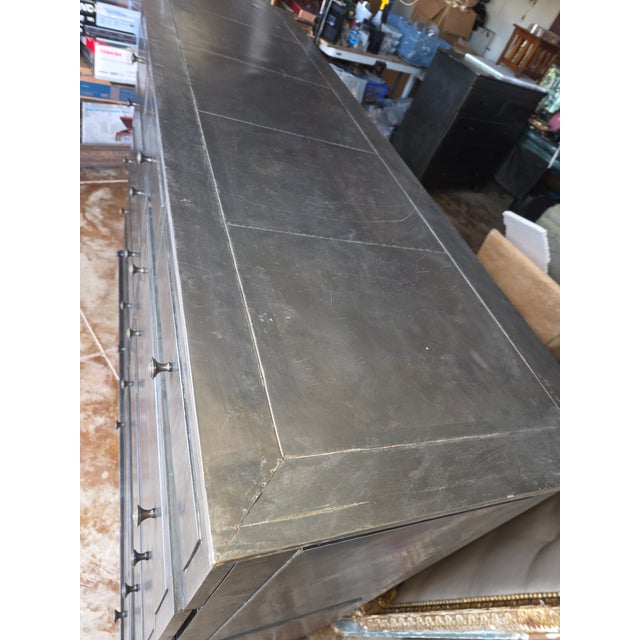 Great looking vintage Restoration Hardware wide large chest of drawers.