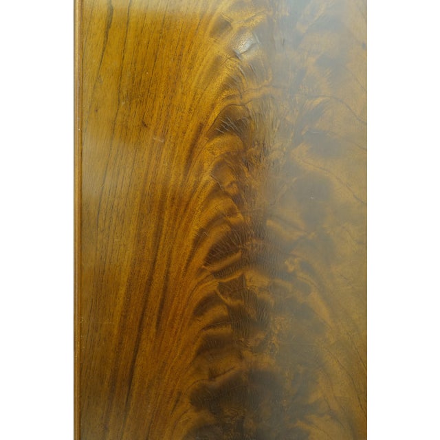 Wood Waring & Gillow Walnut Burl Houskeeper Press With Original Metal Plaque For Sale - Image 7 of 8