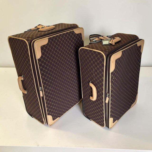 Vintage pair of Ralph Lauren suitcases, with monographic logos. Heavy duty and stylish for display or functional use....