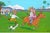 Farmer's Daughter acrylic painting signed Silvio. Measurements: Visual image - 23.5"H x 35"W, Frame 26.5"H x 39"W....