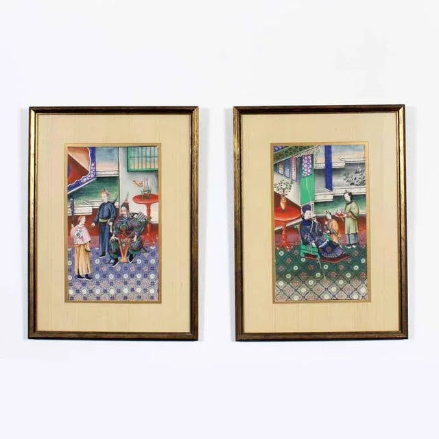 Paint A Pair of 19th Century Pith Paintings For Sale - Image 7 of 7