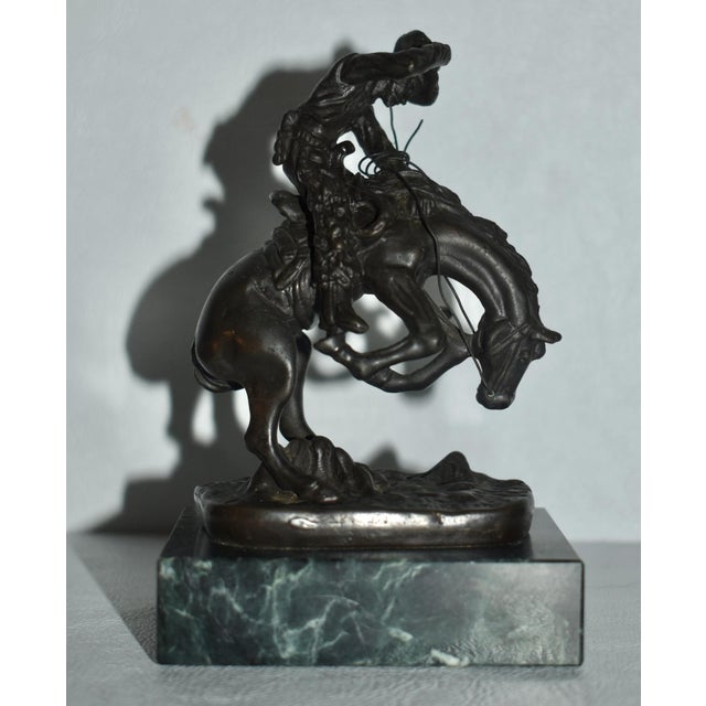Miniature Frederic Remington Rattlesnake Bronze Sculpture Green Marble Base Mini For Sale - Image 11 of 18
