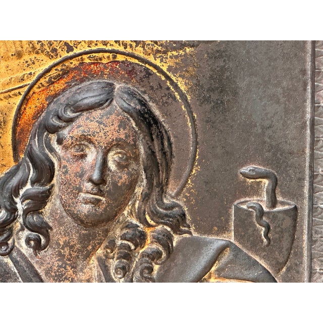 Antique Saint John the Evangelist Plaque for your consideration. The plaque measures approx. 11 1/2 inches X 15 1/4 inches...
