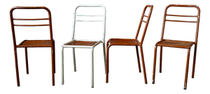 Modern Tube Chairs in Wood and Metal, 1950s, Set of 4