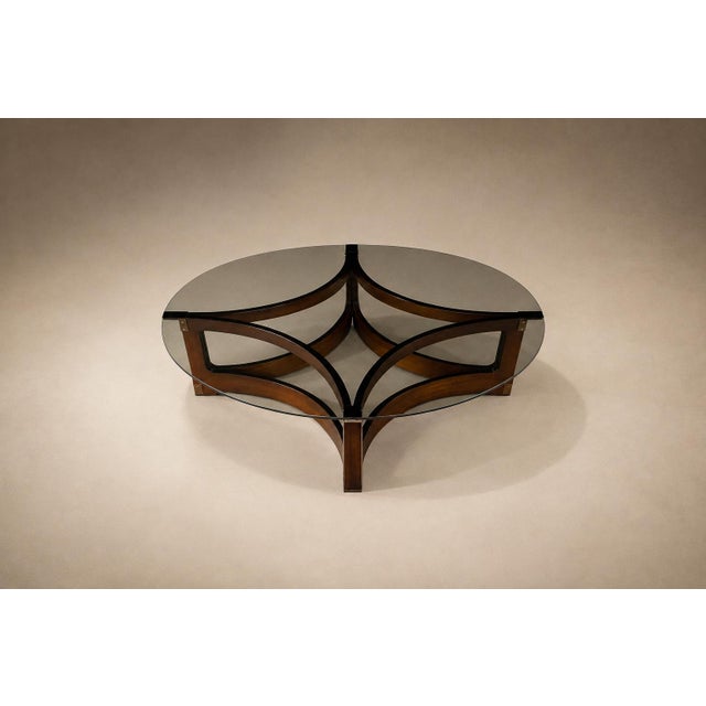 Brazilian Modern Round Coffee Table in Bent Rosewood and Glass by Novo Rumo, Brazil, 1960s For Sale - Image 16 of 16