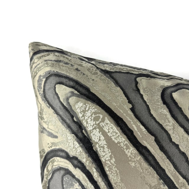 Abstract Holly Hunt Marbled in Onyx Pillow Cover For Sale - Image 3 of 7