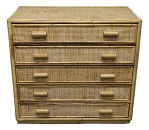 Rattan Chest of 5 Drawers, 1970