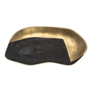 Bowl in Bronze Patina Brass With Black Shagreen Details by Kifu Paris For Sale