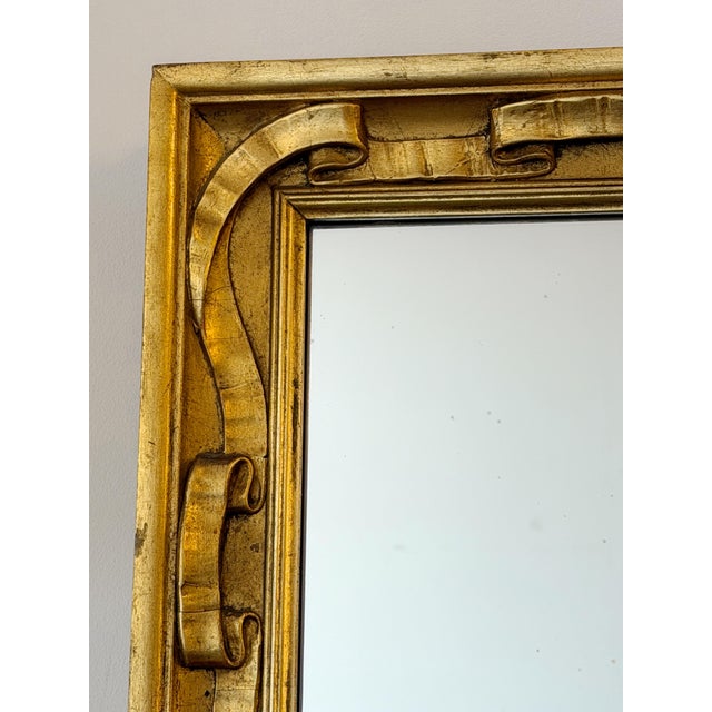 1950s Mid Century Gold Gilt Ribbon Motif Mirror For Sale - Image 5 of 10