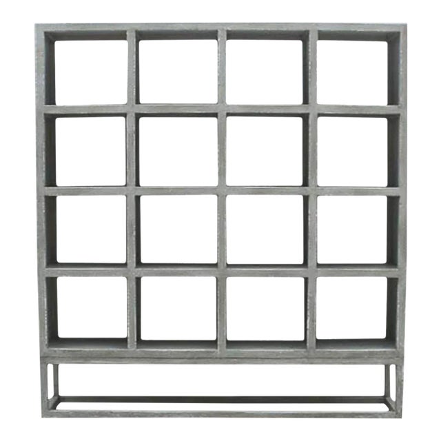 Vintage Modern Farmhouse Square Cube Display Shelf / Bookcase For Sale