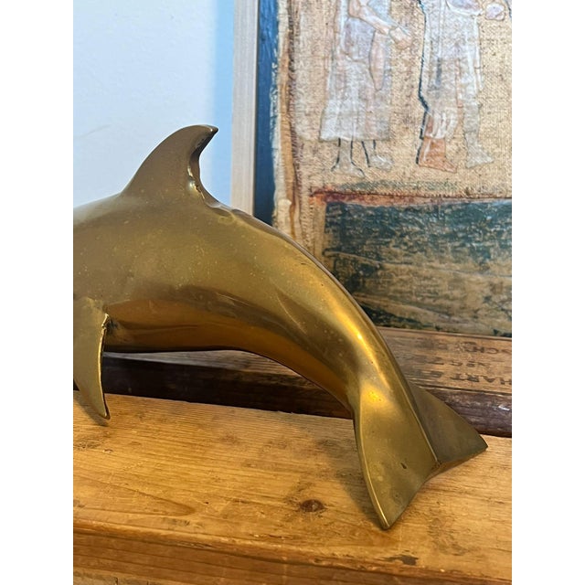 Vintage Brass Mid Century Modern Dolphin Figurine For Sale In Seattle - Image 6 of 7