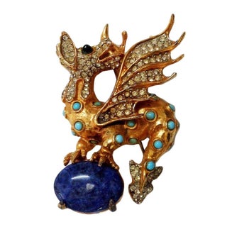 Kenneth Jay Lane Fire-Breathing Dragon Brooch For Sale