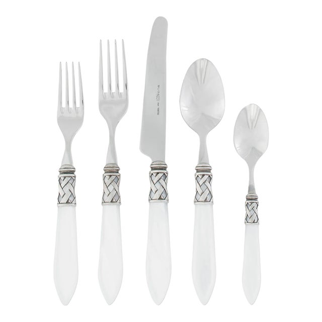 VIETRI Aladdin Antique Flatware White Five-Piece Place Setting For Sale