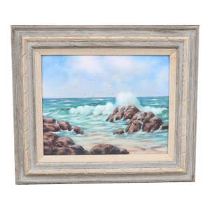 Vintage Seascape Oil on Canvas Board "Peaceful" by Fred Greissinger