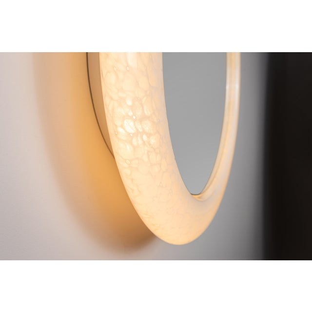 1970s Mid-Century Modern Cloudy Glass Mirror with Lighting, 1970s For Sale - Image 5 of 8