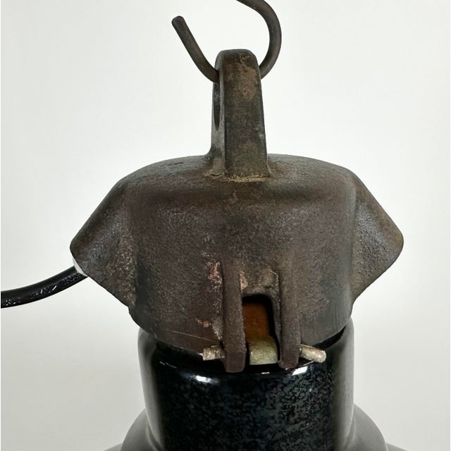 1950s Mid-Century Industrial Black Enamel Factory Lamp, 1950s For Sale - Image 5 of 15