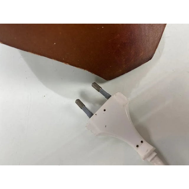 Mid-Century French Thick Leather Table Lamp For Sale - Image 12 of 13