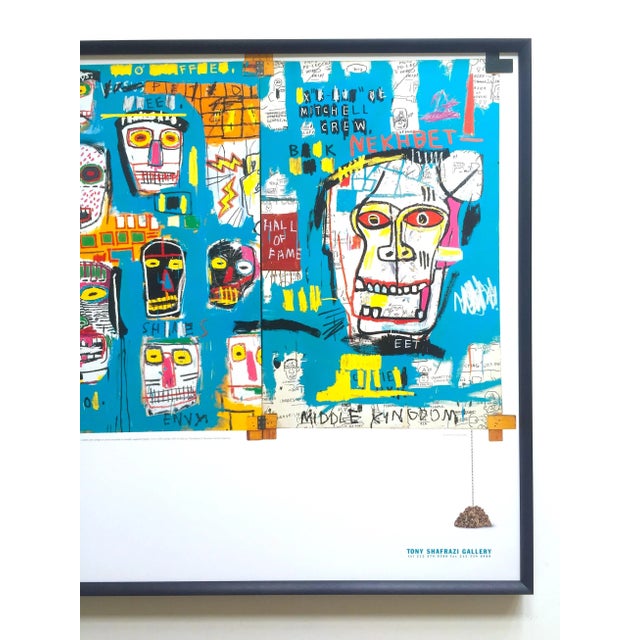 Contemporary Jean Michel Basquiat Estate 1999 Collector's Lithograph Print Large Framed Tony Shafrazi Gallery Poster " Mitchell Crew " 1983 For Sale - Image 3 of 13