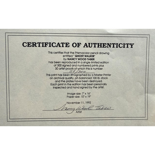 Native American 1991 Nancy Wood Taber "Ghost Walker" Signed Numbered Native American Print W/Coa For Sale - Image 3 of 7